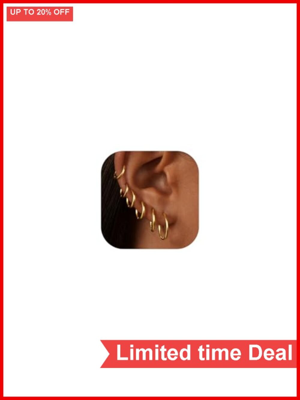Gold Hoop Earrings for Women 6 Pairs, 14K Gold-plated Stainless Steel Set